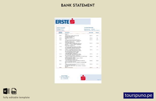 listo para imprimir plantilla de word   extracto bancario de Austria Erste Group